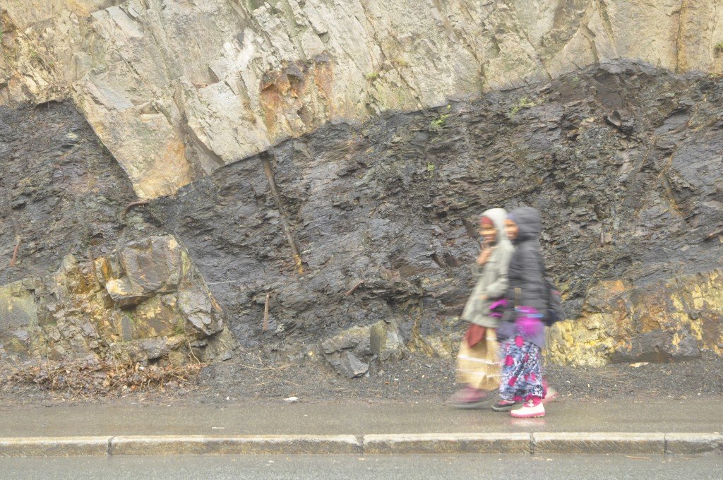 Not sure if these girls know that the shale is roughly fifty million times older than themselves. But smaller people for scale makes my faults look larger. 