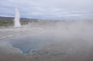 Hot springs in Haukadalur - a.k.a. Geysir. The geyser Strokkur blows every five to ten minutes. Nice to look at, slightly impractical for energy production. 